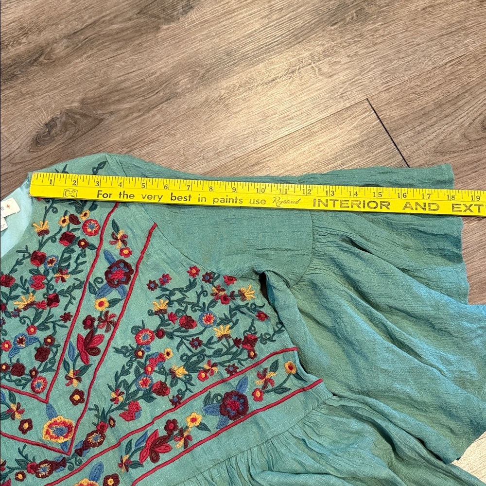 Embroidered Green Boho Mini Dress - Picture 7 of 10